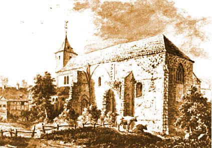 Die Klosterkirche um 1830 (nach einer Sepiazeichnung von Peter Geyer)